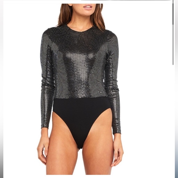 Bardot Black and Silver Sequin Bodysuit - Picture 1 of 7